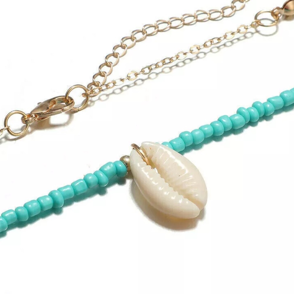 Natural Rice Turquoise Bead Shell Pendant Necklace - Picture 5 of 11